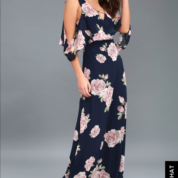 NWOT:The Very Thought of You Navy Blue Floral Maxi - Picture 2 of 7